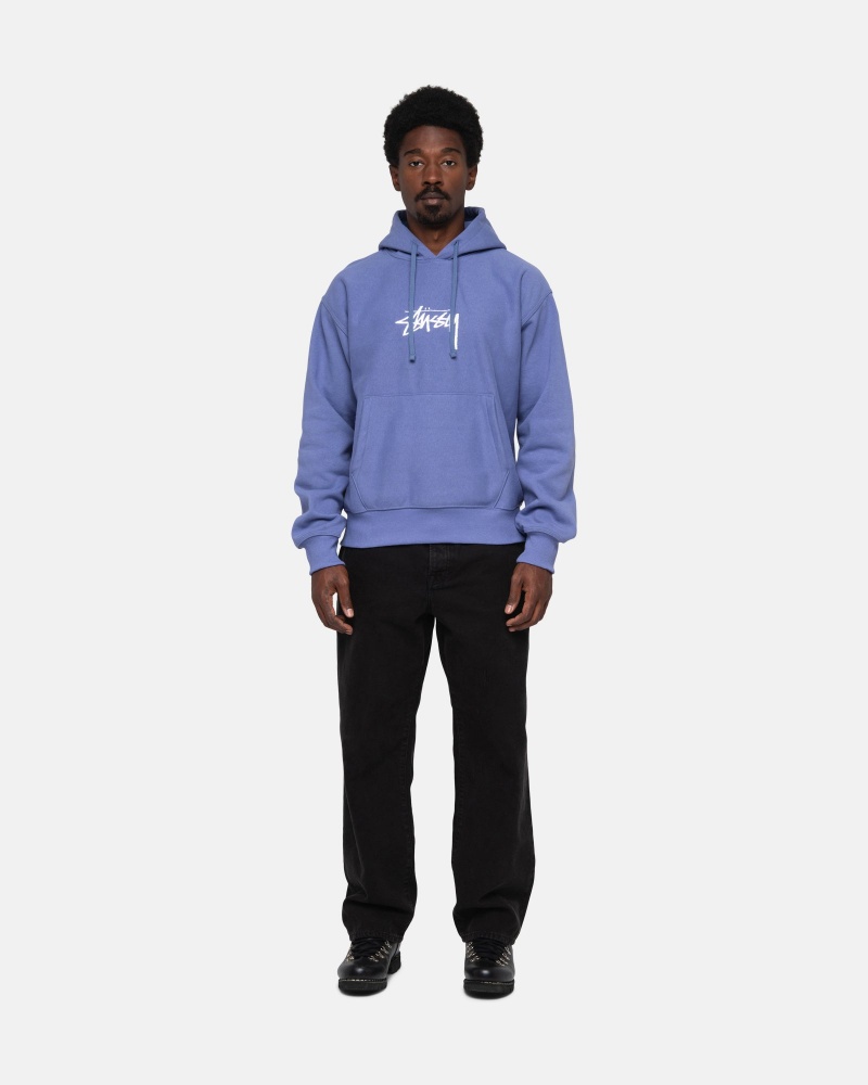 Stüssy Stock Logo Applique Hoodie Long Sleeve Sweatshirt Storm | UTV-978124