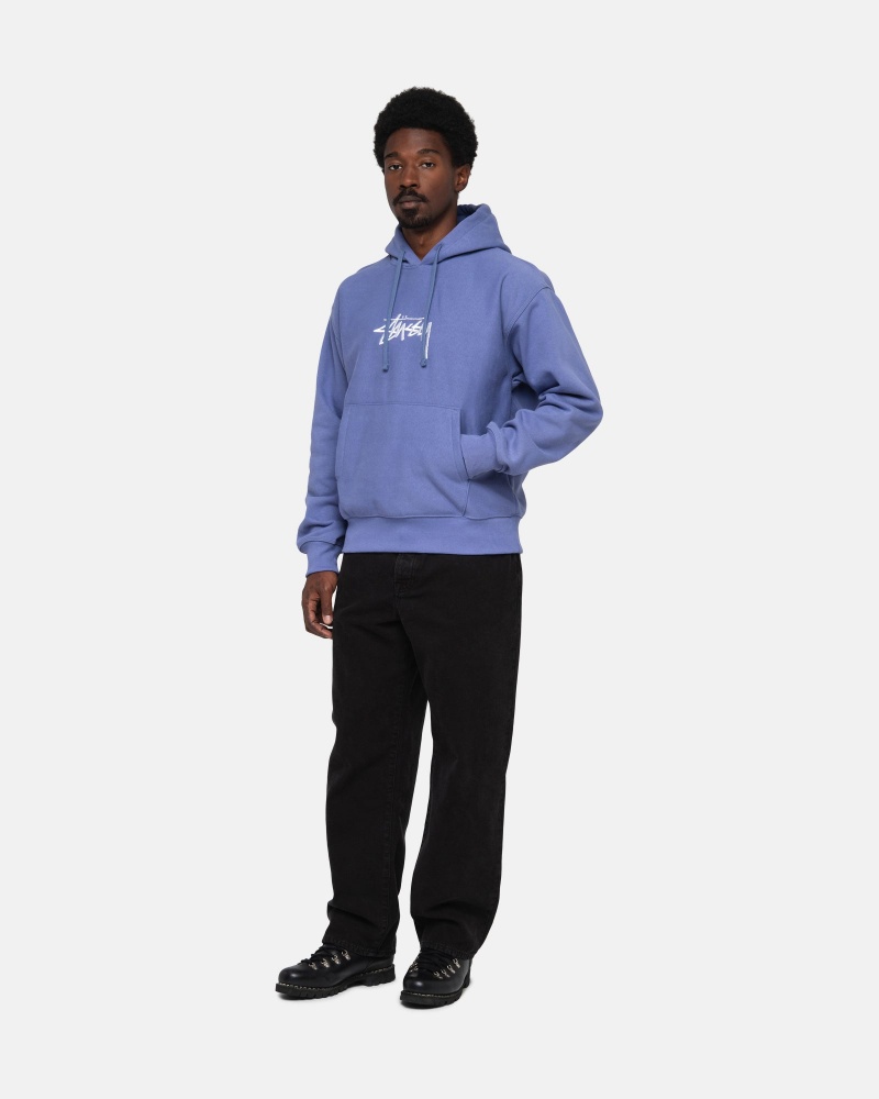 Stüssy Stock Logo Applique Hoodie Long Sleeve Sweatshirt Storm | UTV-978124