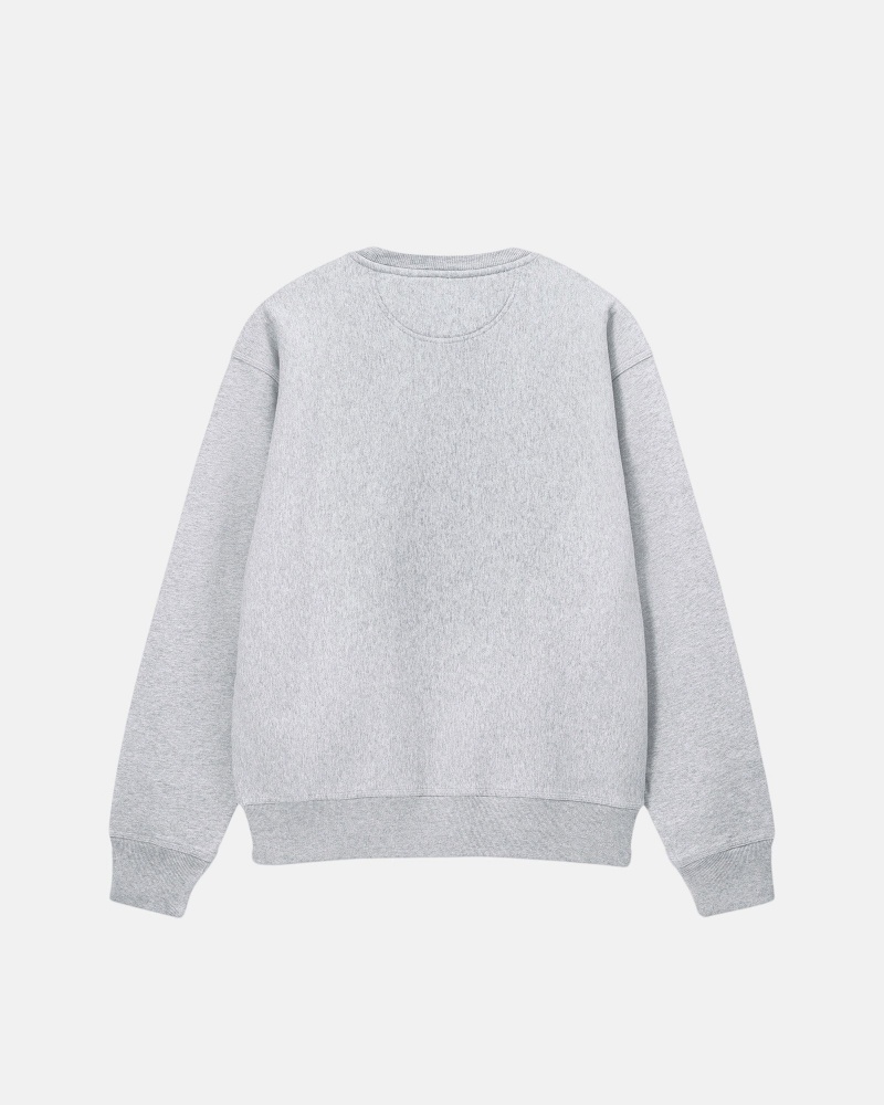 Stüssy Stock Logo Crew Long Sleeve Sweatshirt Grey Heather | NUH-857216