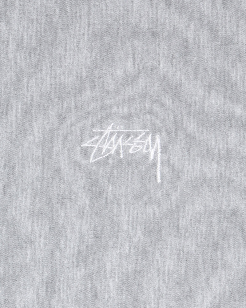 Stüssy Stock Logo Crew Long Sleeve Sweatshirt Grey Heather | NUH-857216