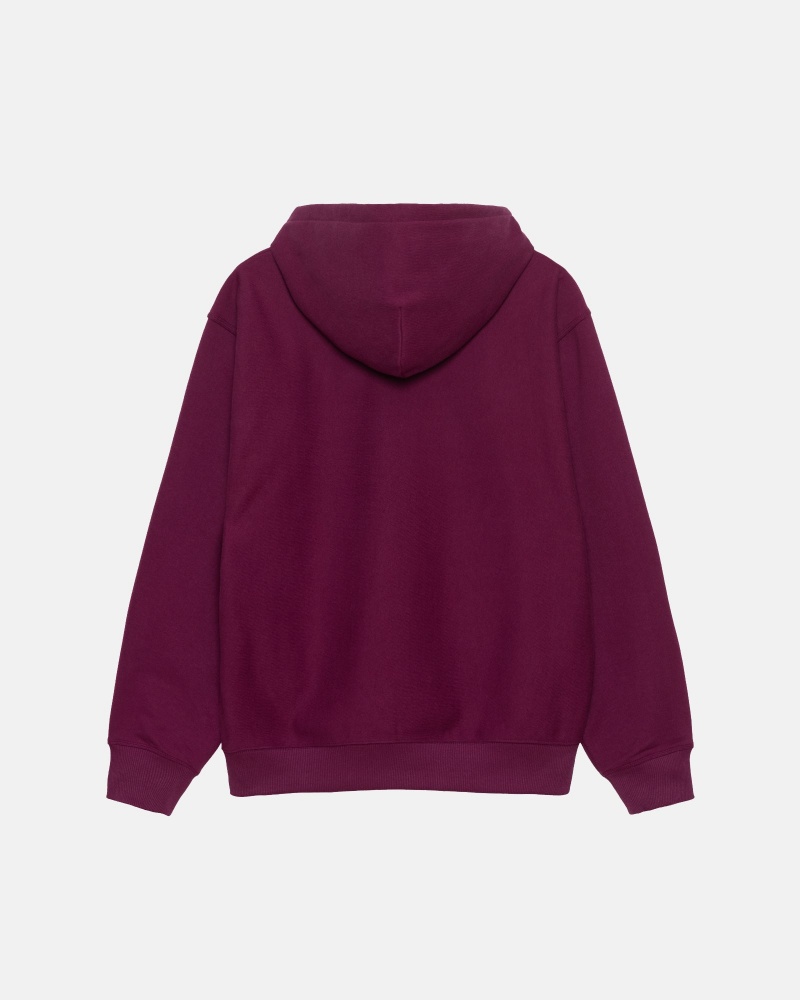 Stüssy Stock Logo Hoodie Long Sleeve Sweatshirt Burgundy | IFY-283654