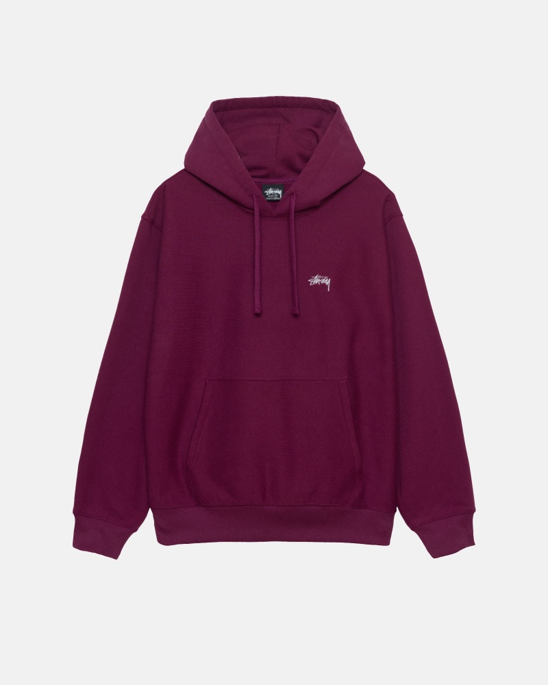 Stüssy Stock Logo Hoodie Long Sleeve Sweatshirt Burgundy | IFY-283654