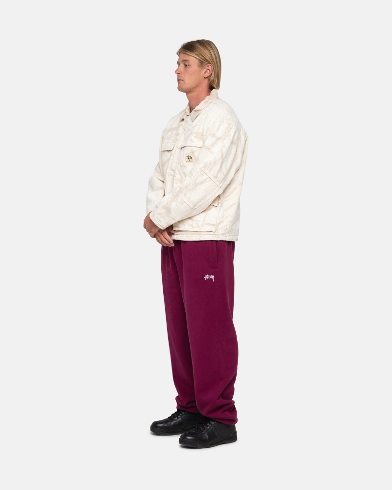 Stüssy Stock Logo Sweatpant Pants Burgundy | LES-967132