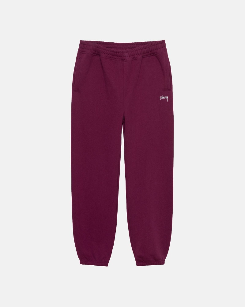 Stüssy Stock Logo Sweatpant Pants Burgundy | LES-967132