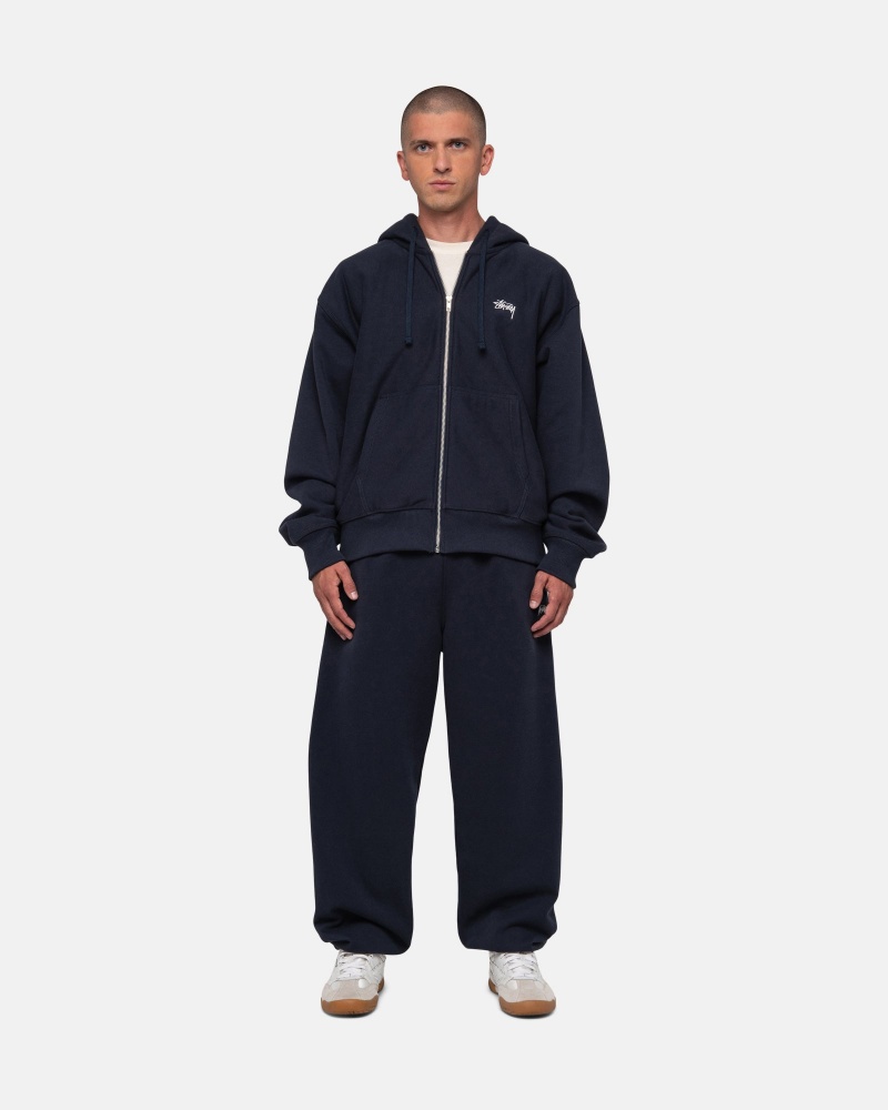 Stüssy Stock Logo Sweatpant Pants Navy | HUJ-087926