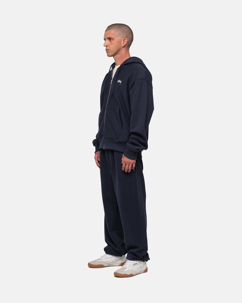 Stüssy Stock Logo Sweatpant Pants Navy | HUJ-087926