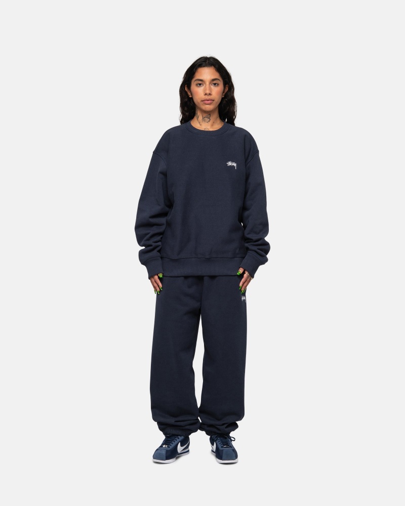 Stüssy Stock Logo Sweatpant Pants Navy | HUJ-087926