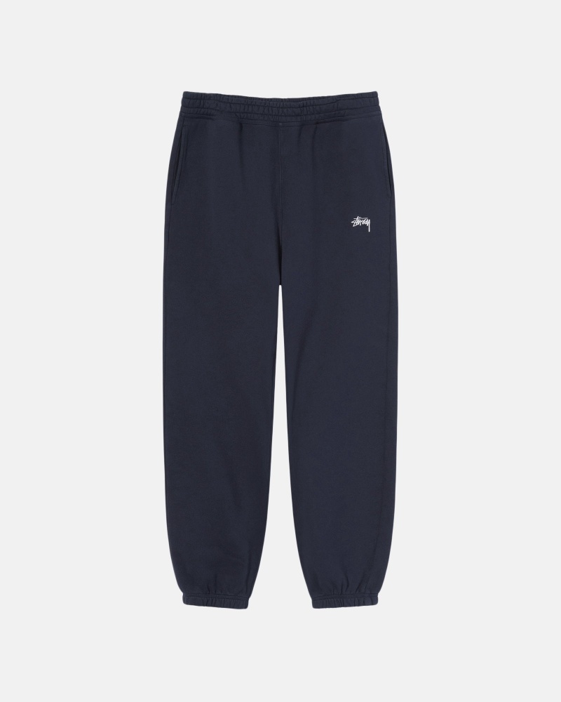 Stüssy Stock Logo Sweatpant Pants Navy | HUJ-087926