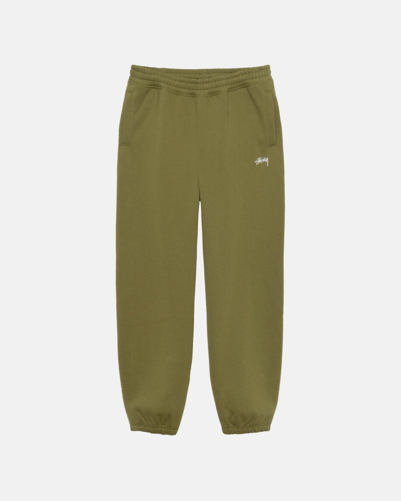 Stüssy Stock Logo Sweatpant Pants Olive | ABO-542718