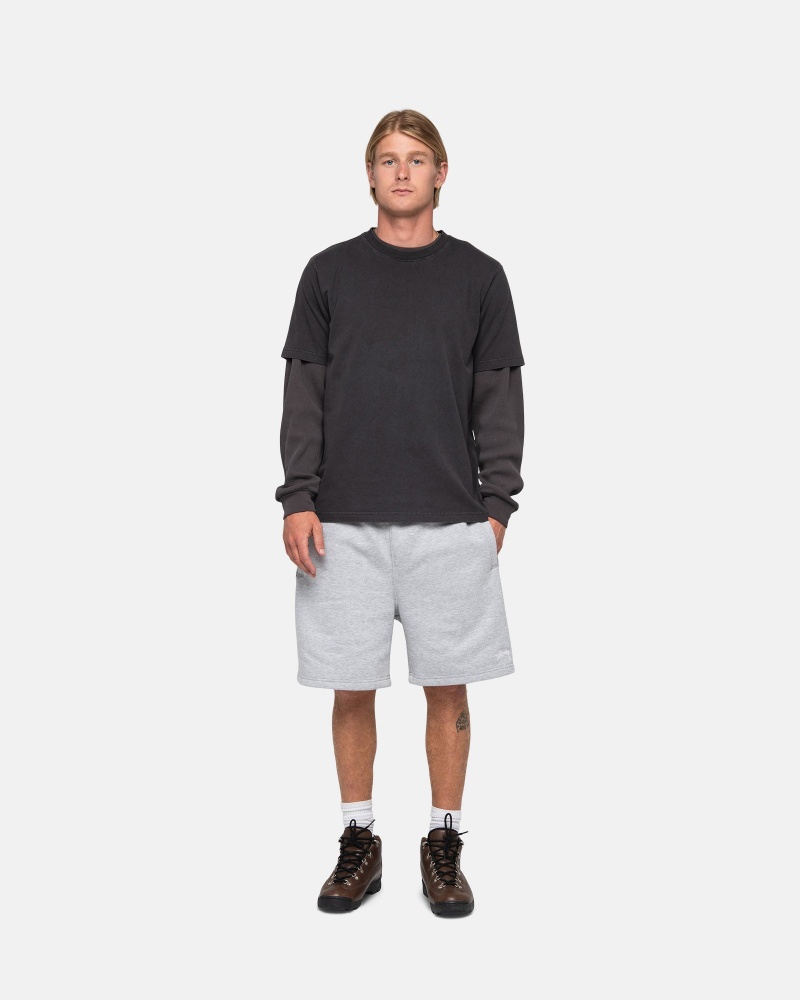 Stüssy Stock Logo Sweatshort Shorts Grey Heather | TQW-426058