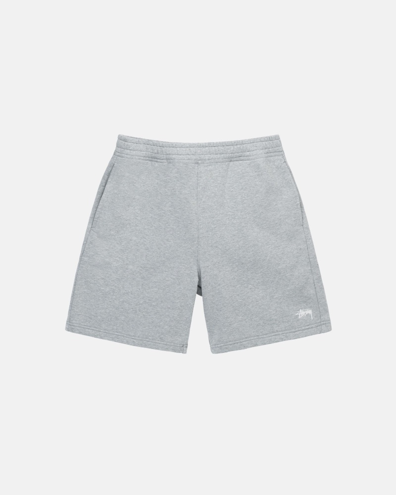 Stüssy Stock Logo Sweatshort Shorts Grey Heather | TQW-426058