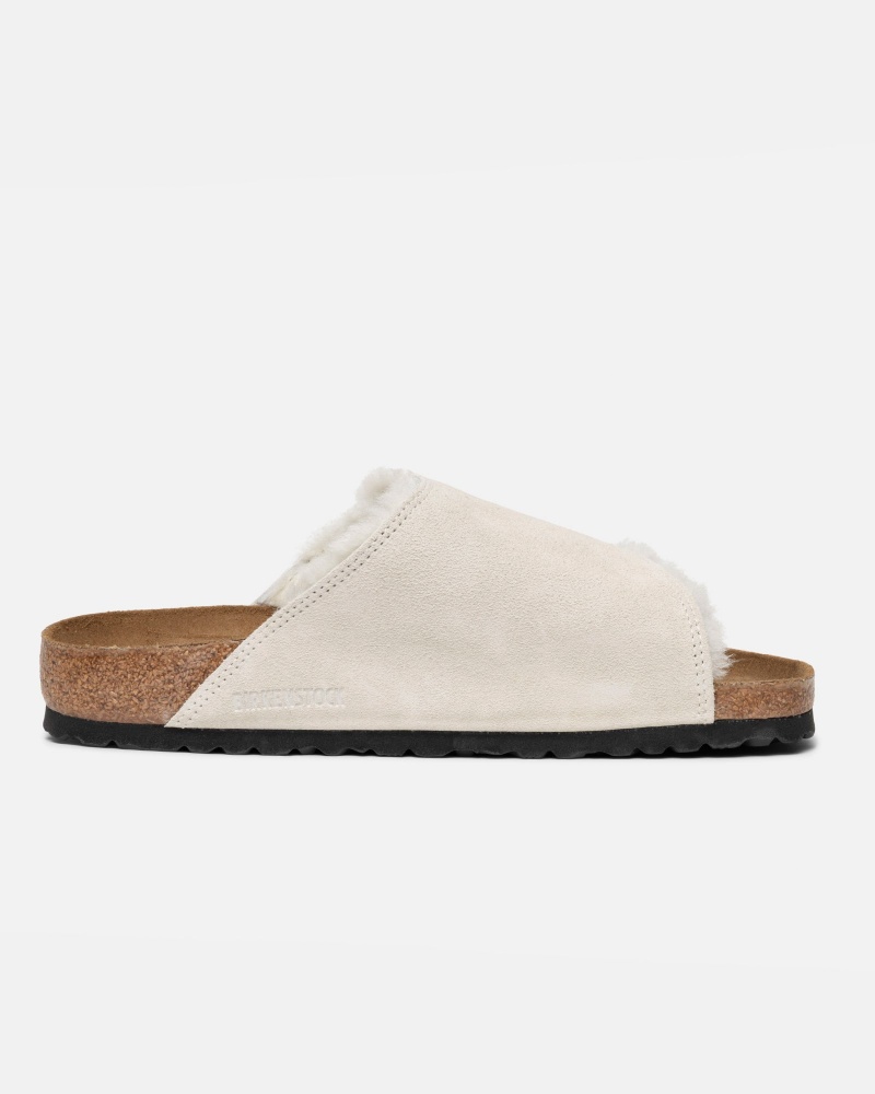 Stüssy & Birkenstock Solana Shearling Slide Shoes Bone | KYD-081532