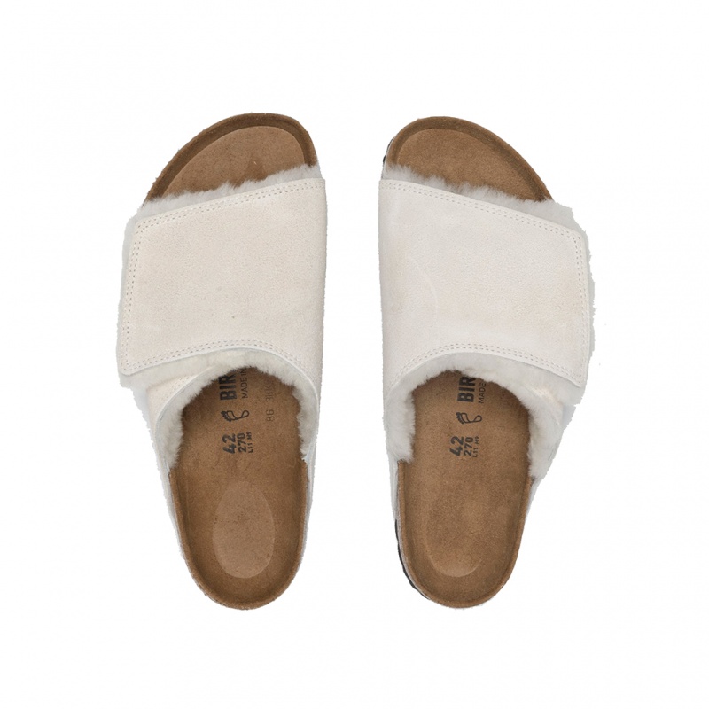 Stüssy & Birkenstock Solana Shearling Slide Shoes Bone | KYD-081532