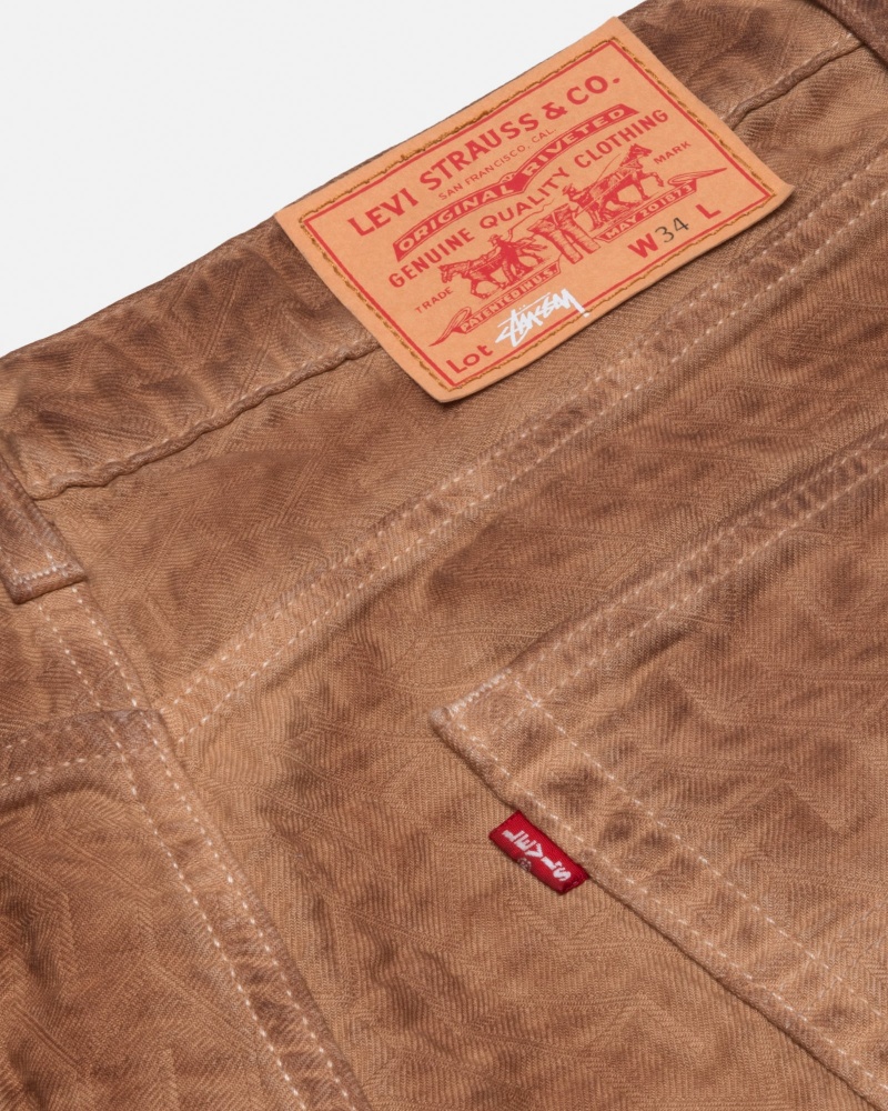 Stüssy & Levi's Dyed Jacquard Jean Pants Brown | MZU-296504