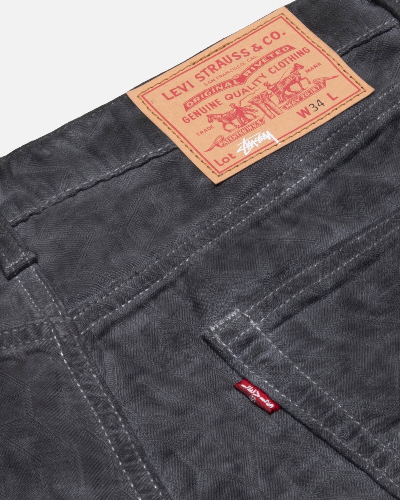 Stüssy & Levi's Dyed Jacquard Jean Pants Black | CWT-840163