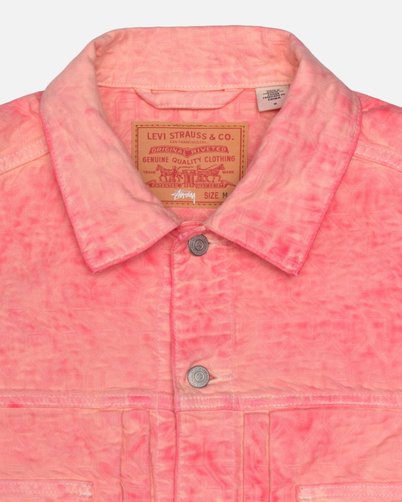 Stüssy & Levi's Dyed Jacquard Trucker Jacket Long Sleeve Outerwear Pink | MIL-023647