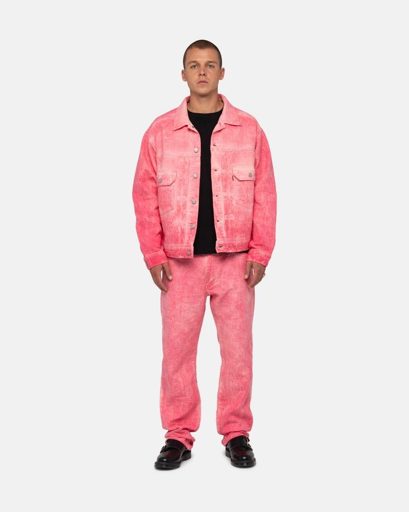 Stüssy & Levi's Dyed Jacquard Trucker Jacket Long Sleeve Outerwear Pink | MIL-023647