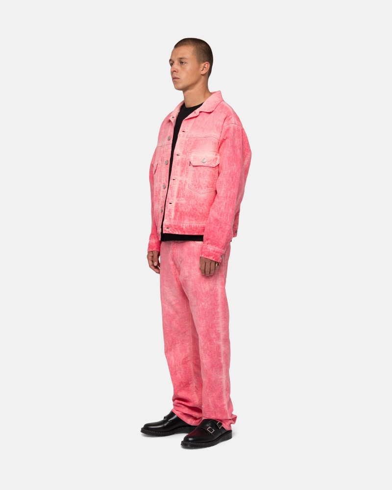 Stüssy & Levi's Dyed Jacquard Trucker Jacket Long Sleeve Outerwear Pink | MIL-023647