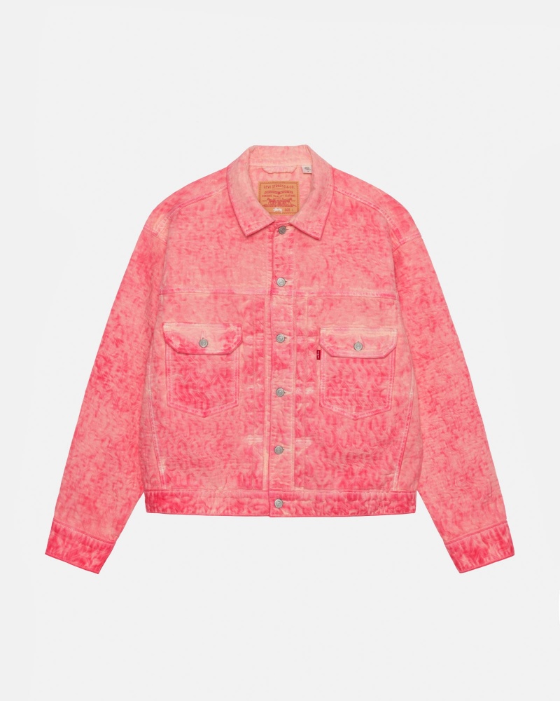 Stüssy & Levi\'s Dyed Jacquard Trucker Jacket Long Sleeve Outerwear Pink | MIL-023647