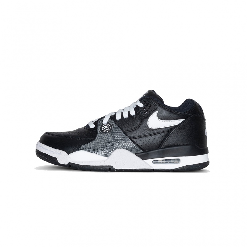 Stüssy & Nike Air Flight \'89 Low Shoes Black/White-White | YQR-256087