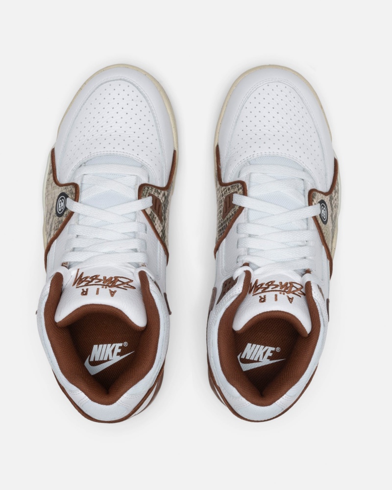 Stüssy & Nike Air Flight '89 Low Shoes White / Pecan-Fossil | GJL-061283