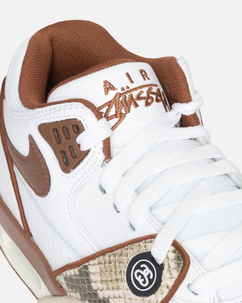 Stüssy & Nike Air Flight '89 Low Shoes White / Pecan-Fossil | GJL-061283