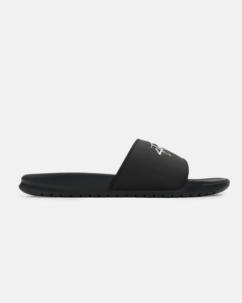 Stüssy & Nike Benassi Slide Shoes Off Noir/White | PNX-746283