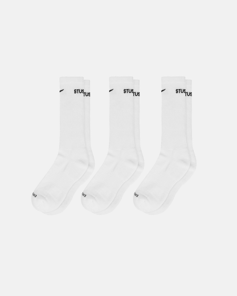 Stüssy & Nike Dri-Fit Crew Sock Pack Socks White | WHJ-625903