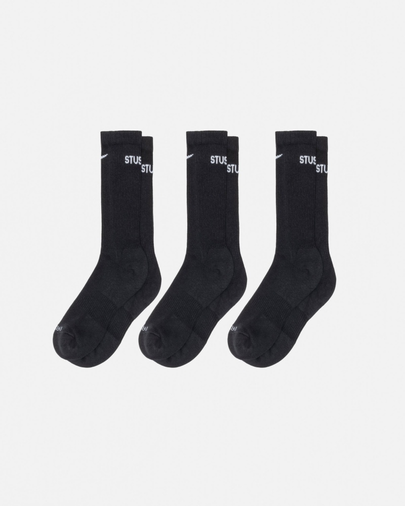 Stüssy & Nike Dri-Fit Crew Sock Pack Socks Black | CTZ-419876