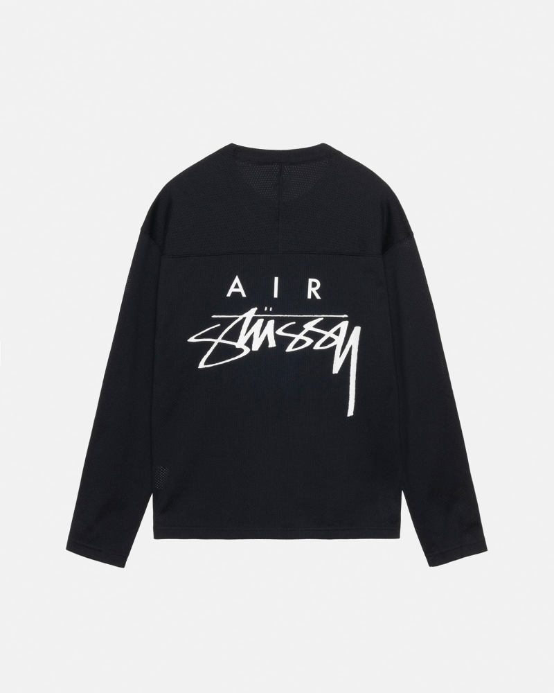 Stüssy & Nike Dri Fit Mesh Jersey Long Sleeve Knit Black | CJQ-527184