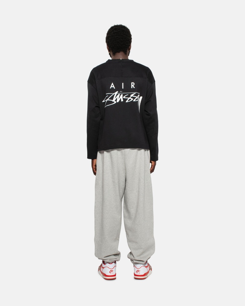 Stüssy & Nike Dri Fit Mesh Jersey Long Sleeve Knit Black | CJQ-527184