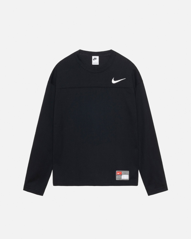 Stüssy & Nike Dri Fit Mesh Jersey Long Sleeve Knit Black | CJQ-527184