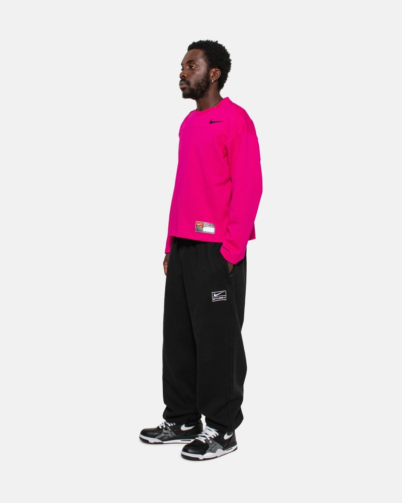 Stüssy & Nike Dri Fit Mesh Jersey Long Sleeve Knit Fireberry | VIE-023164