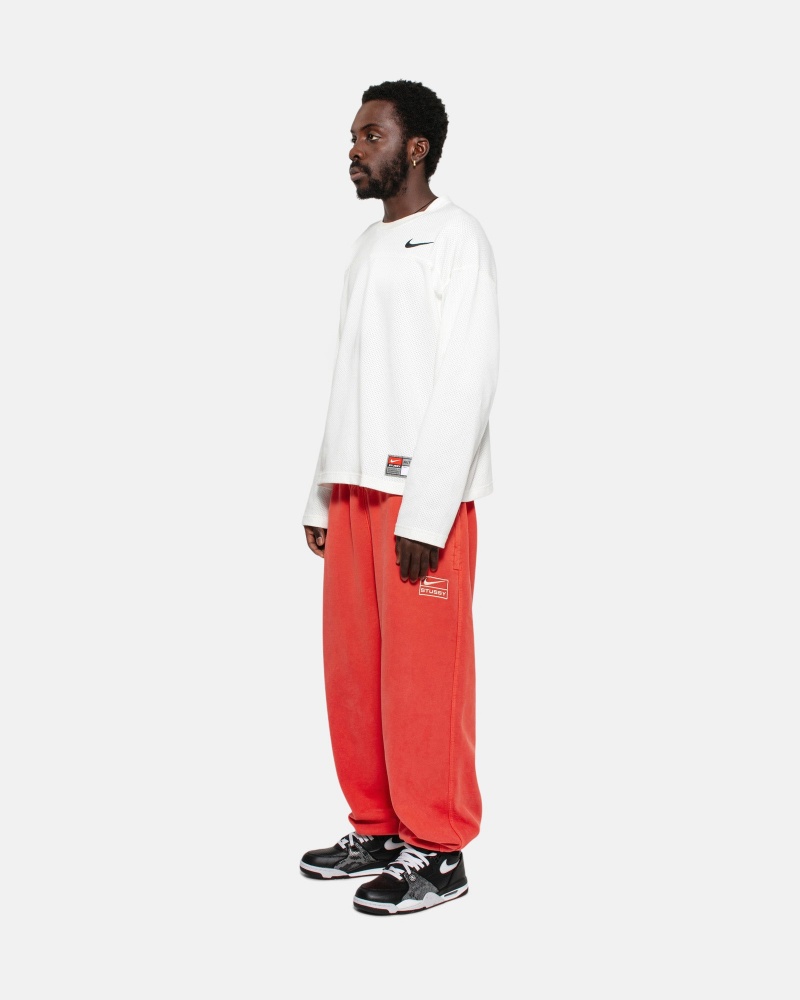 Stüssy & Nike Pigment Dyed Fleece Pant Pants Habanero Red | HEK-842910