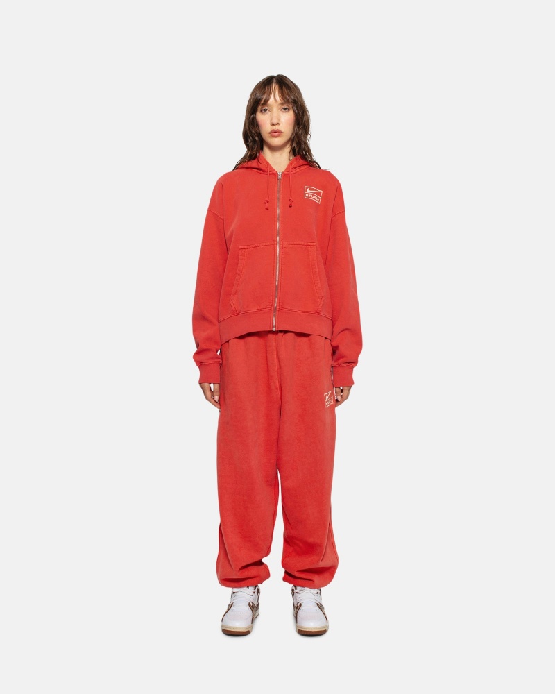 Stüssy & Nike Pigment Dyed Fleece Pant Pants Habanero Red | HEK-842910