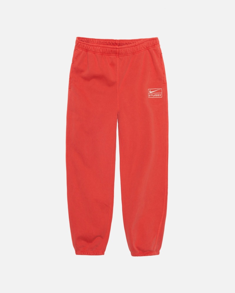 Stüssy & Nike Pigment Dyed Fleece Pant Pants Habanero Red | HEK-842910