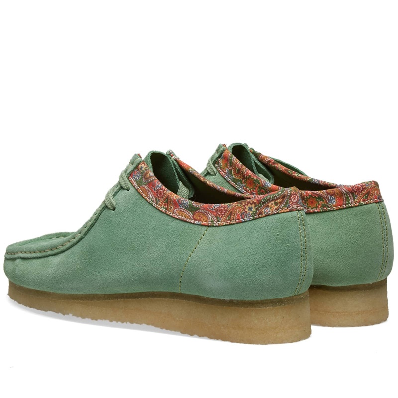 Stüssy x Clarks Originals Wallabee Shoes Green Multi | NLV-073128