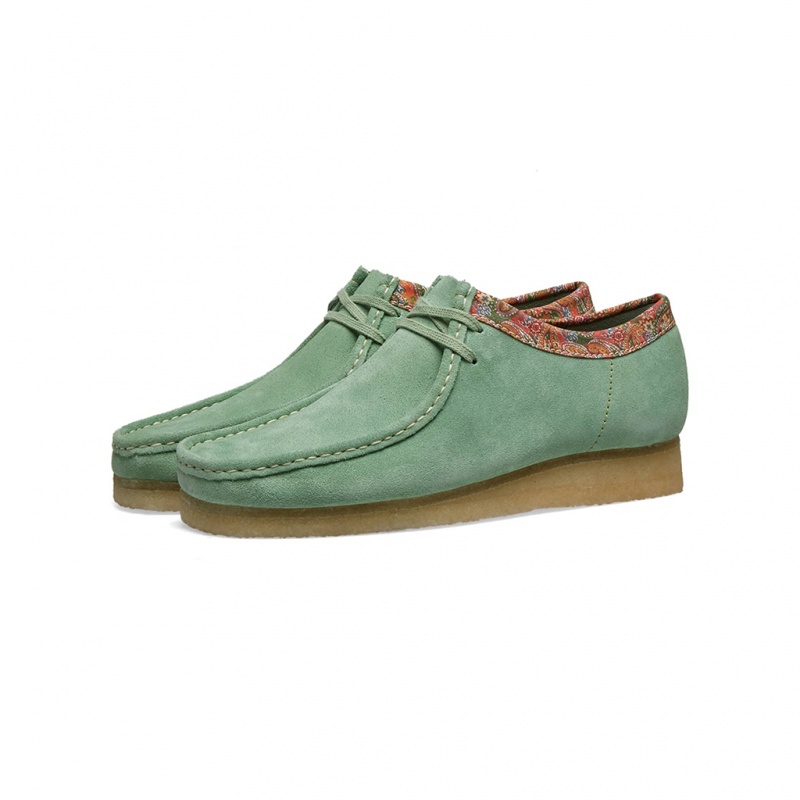 Stüssy x Clarks Originals Wallabee Shoes Green Multi | NLV-073128