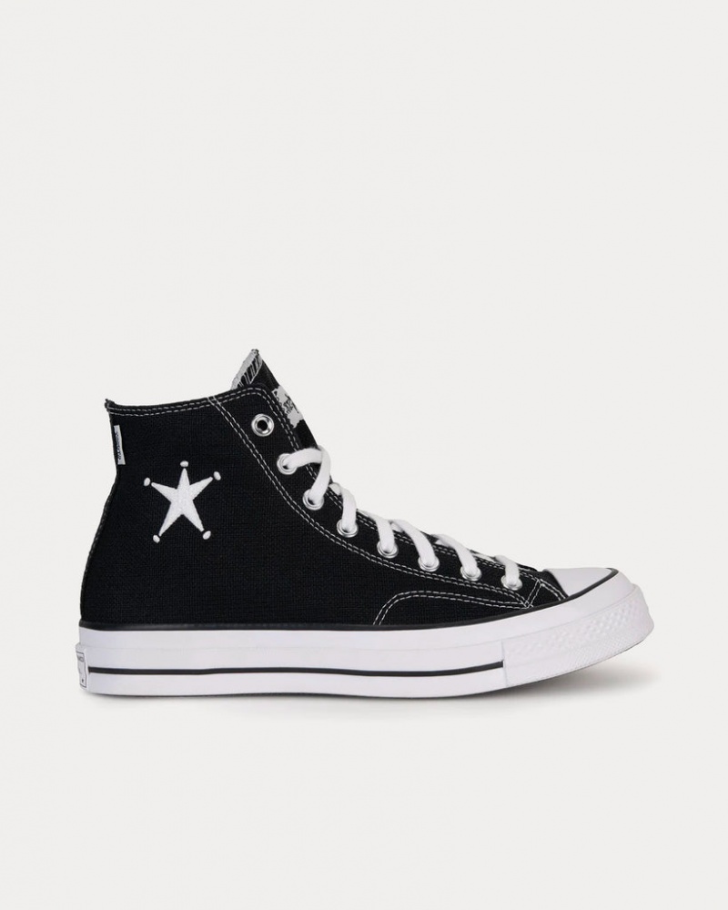 Stüssy x Converse - Chuck 70 High Top Trainers A01765C Shoes Black / White / Black | IQN-630972