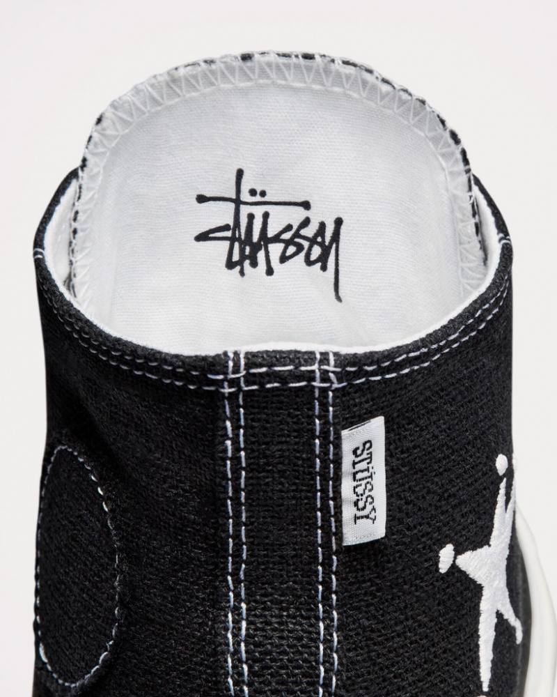 Stüssy x Converse - Chuck 70 High Top Trainers A01765C Shoes Black / White / Black | IQN-630972