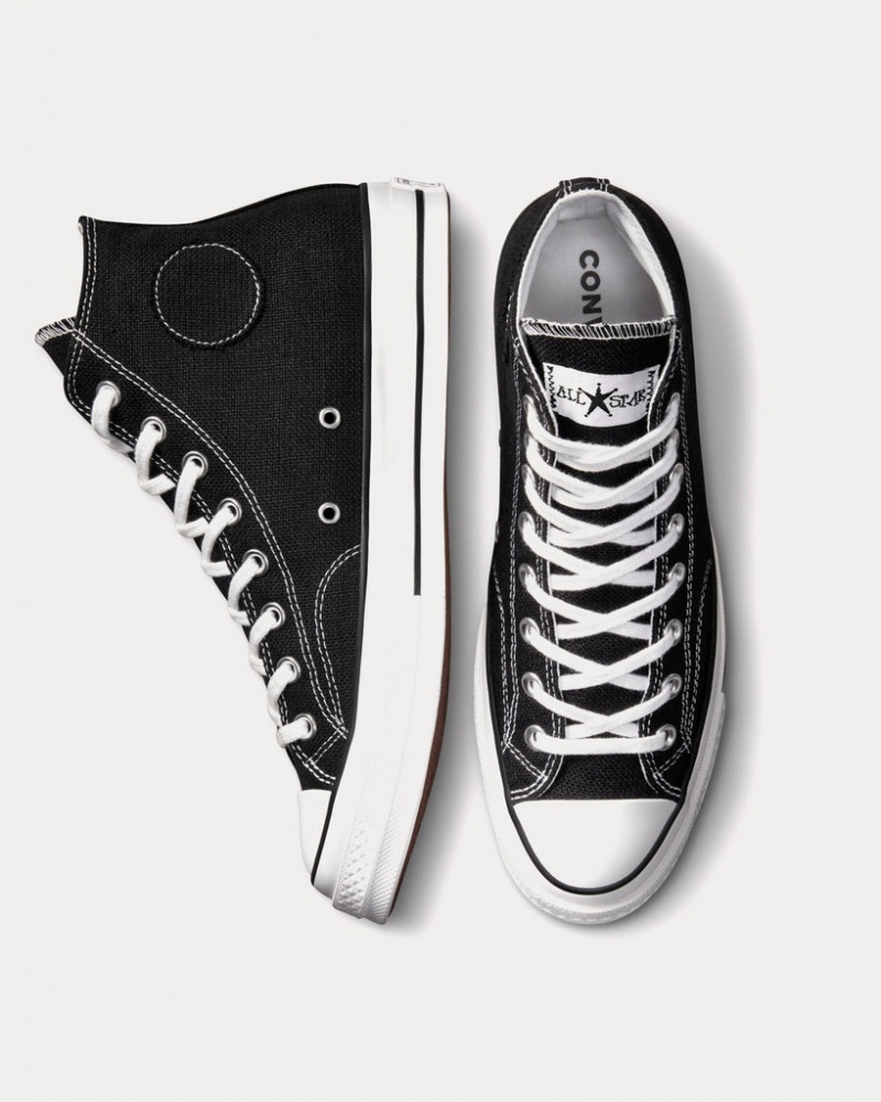 Stüssy x Converse - Chuck 70 High Top Trainers A01765C Shoes Black / White / Black | IQN-630972