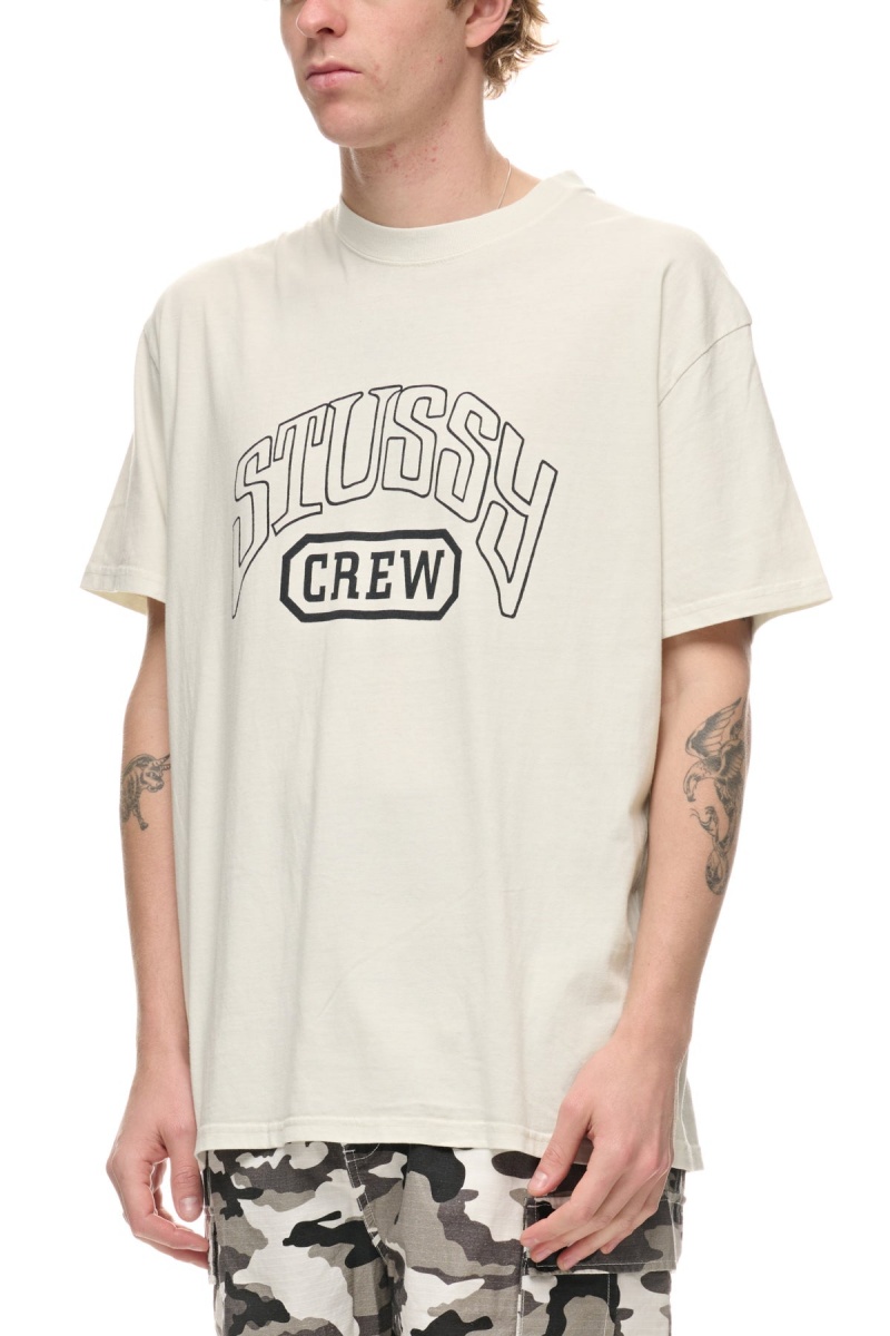 Stüssy Stussy Crew Ss Tee Tees Pigment Washed White | ZFI-364879