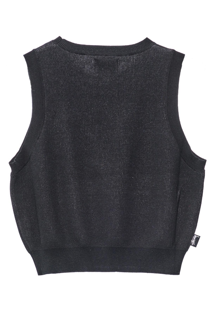 Stüssy Stussy Knit Vest Hoodies & Sweaters Black | YNE-702514