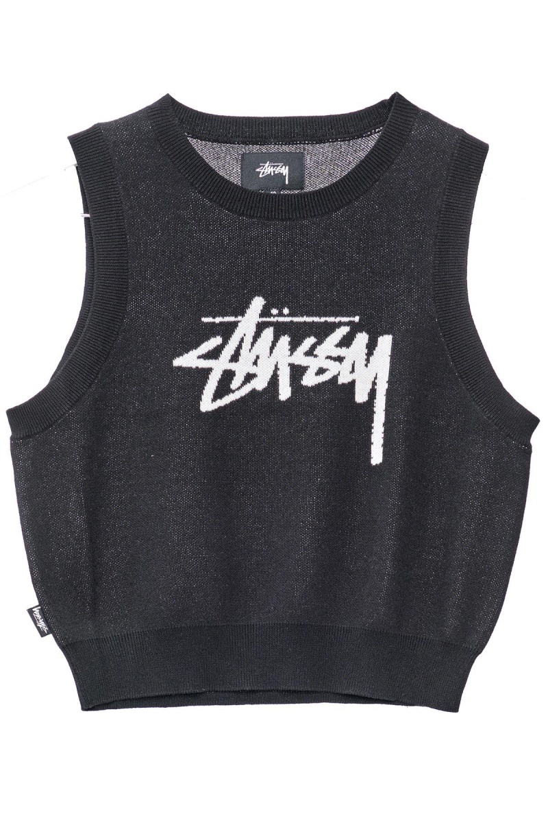 Stüssy Stussy Knit Vest Hoodies & Sweaters Black | YNE-702514