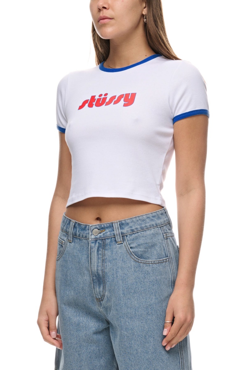 Stüssy Stussy Ringer Tee Tees White/ Ultramarine | RFN-091254