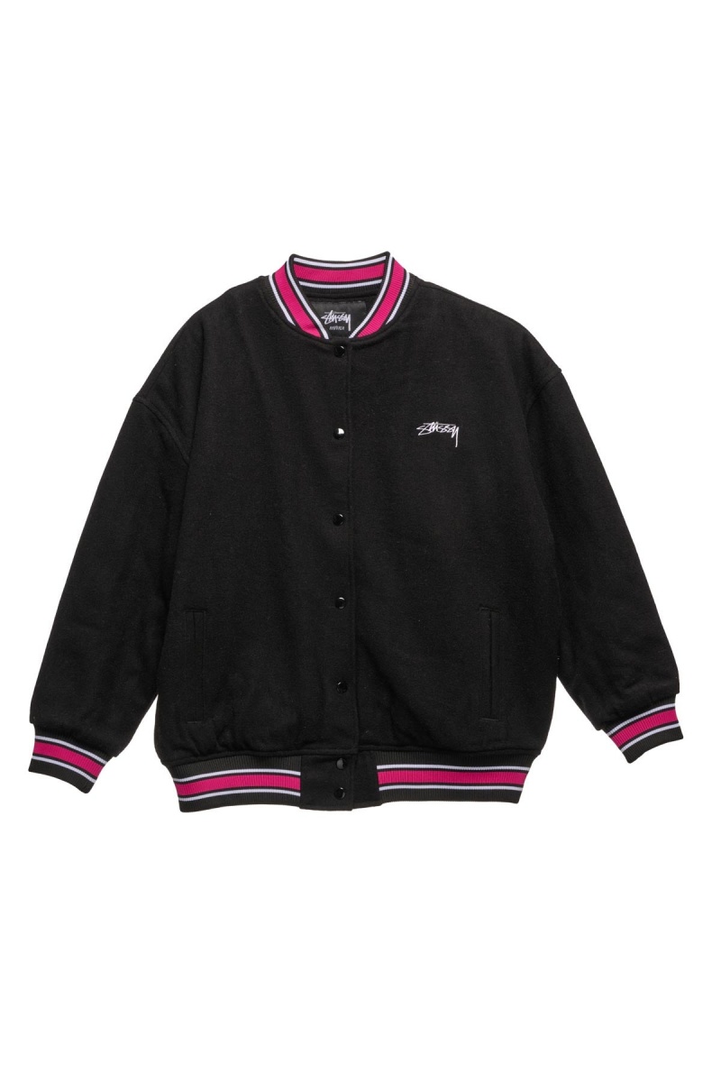 Stüssy Stussy Varsity Jacket Jackets Black | QDV-947163