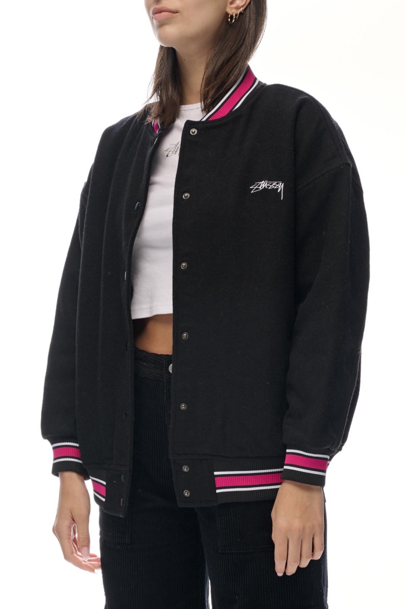 Stüssy Stussy Varsity Jacket Jackets Black | QDV-947163