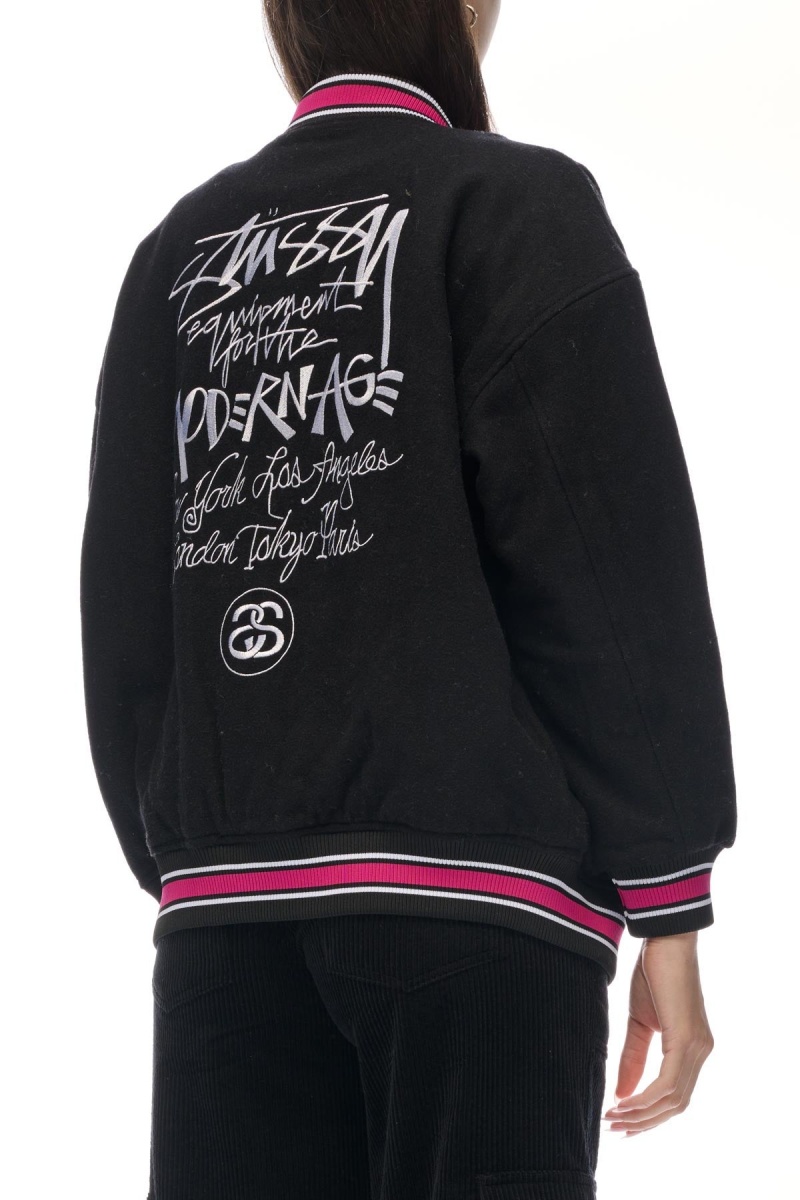 Stüssy Stussy Varsity Jacket Jackets Black | QDV-947163