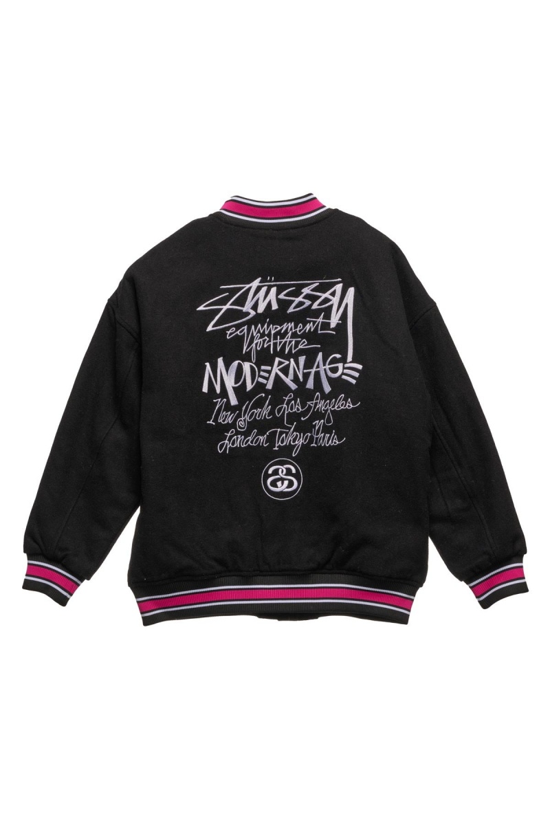 Stüssy Stussy Varsity Jacket Jackets Black | QDV-947163