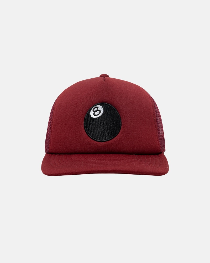 Stüssy Trucker 8 Ball Snapback Ball Cap Paprika | MXE-783519